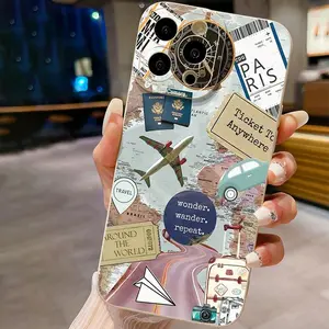 Travel Themed Phone Case, Anti-drop Shockproof Protection Phone Protective Cover, Phone Accessory Compatible with iPhone 11 12 13 14 15 16 Pro Max