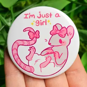 Just A Girl Rat Button Pin!