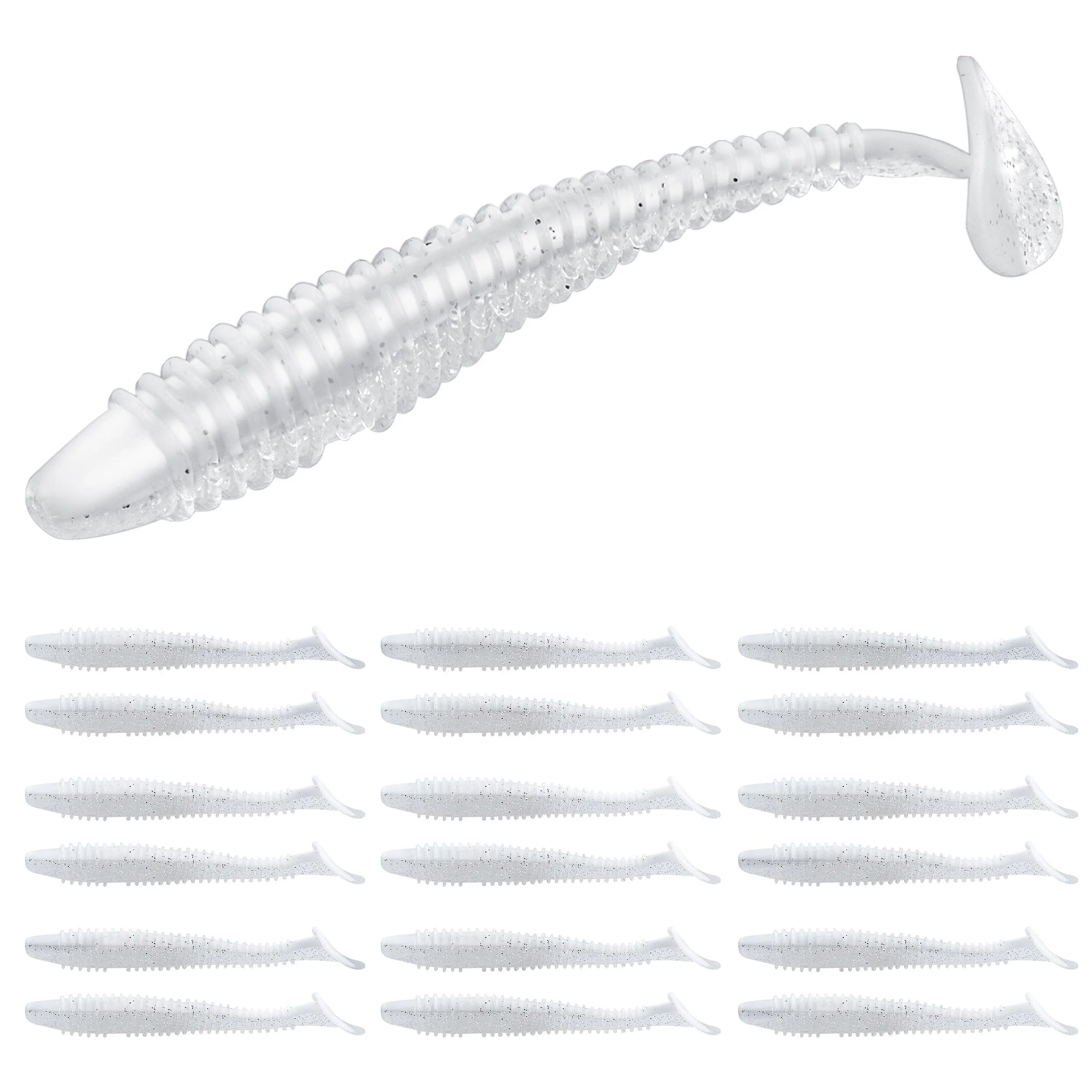 RUNCL Minnow Paddle Tail Swimbaits, Scented Bait Kit in 5/4/3/2 Inch Sizes, Assorted 10-40 PCS Packs (0.054kg-0.15kg), 5/4/3/2 Inches, 18.6Cm