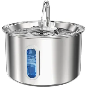 Stainless Steel  Water Fountain, 3L/101oz Pet Water Fountain,  Waterer with Quiet Pump and 4-Layer Filtration for Cats and Dogs