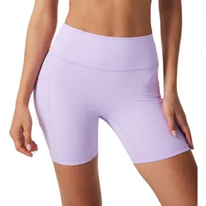 SILVERIWND ButterySoft High-waisted Bike Shorts- Lilac, Eco-Friendly Recycled Women’s Comfort Athletic Skinny Hot Shorts with Stylish purple-Compression Tummy Control for Running, Yoga, Pilates, Gym, Cycling & Outdoor Activities