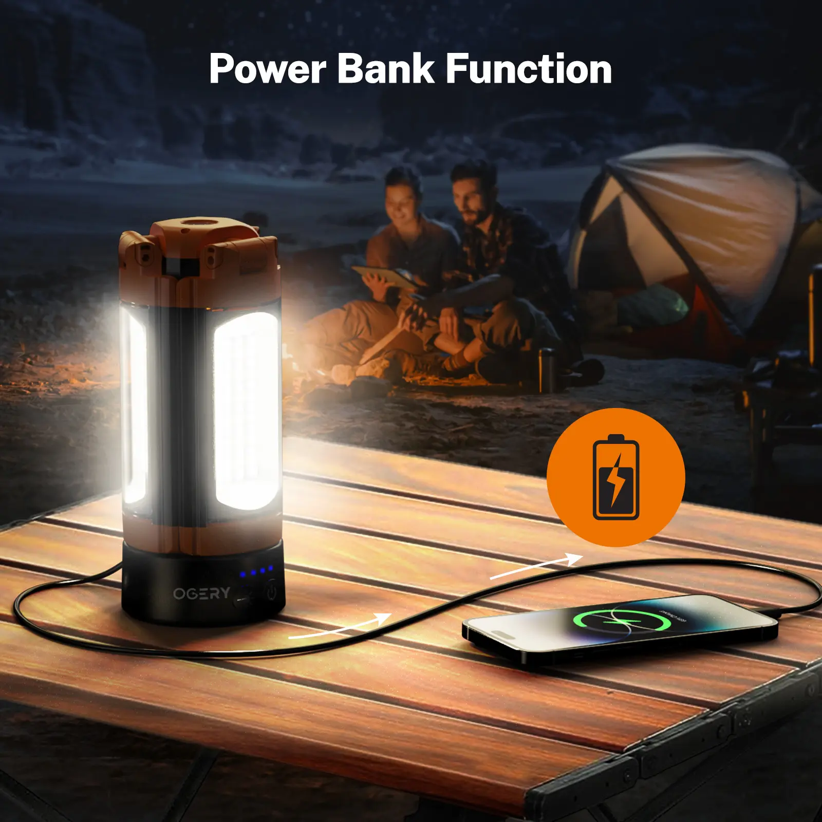 Lot 2 Lampes Camping 4000LM Rechargeables 10000mAh - Magnétique IP65 144H Autonomie