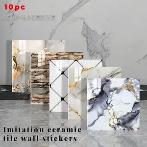 118.11*118.11 Inch Marble Look Tiles, Thick Easy Clean, Peel and Stick, Kitchen Living Room Bathroom Use, Home Decor, 10 Pieces Set