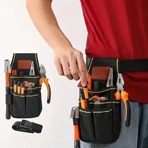 Multifunctional Large Capacity Tool Storage Waist Bag, Waterproof 15 Pocket Convenient Practical Tool Kit, Hardware Electrician Woodworking Plumber Storage Waist Bag