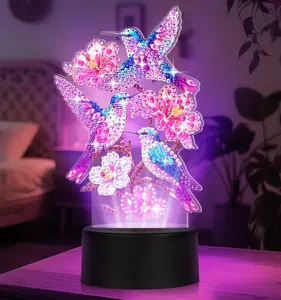 Diamond Painting Night Light, Diamond Painting Kits for Adults Desktop Ornaments for Table Tabletop Decor Diamond Art Accessories for Adult Beginner Touch Lamp for Bedrooms Living Room