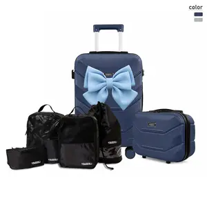Carry-on Luggage Set (20" + 13") — Includes a Bonus 4-Piece Organizer Pouch Set & Matching Bow Accents. Cabin-Friendly (No Checked Baggage Required) — Ideal for Business Trips, Weekend Getaways, Short Travels, and Vacations.