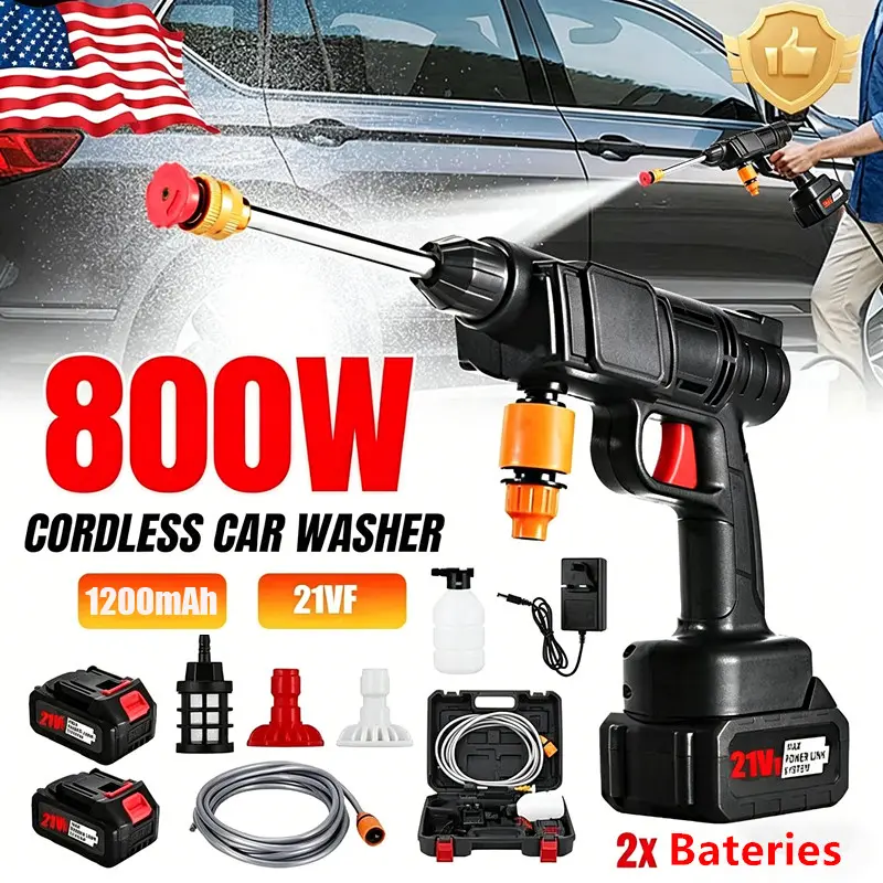 【Father's Day Gift】Cordless Pressure Washer, Portable Electric High-Pressure Power Washer for Car Washing, Complete with 2 Batteries and Airbrush Sprayer Detailing Set, Portable Pressure Washer