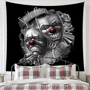 Clown Face Pattern Tapestry, 1 Count Wall Hanging Blanket, Wall Art Decor for Home Living Room Bedroom Dining Room Study Room