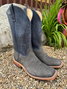 Anderson Bean Men's Grey Safari Giraffe & Midnight Blue Dozer 13” Top Square Toe Cowboy Boots 340713