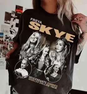 Freya Skye 2026 Descendants Zombies Worlds Collide Hip Hop Tour Graphic Print The Rise of Tee Concert Oversized Cotton Soft Tee