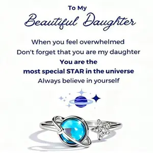 Rotatable Planet Ring for Daughter Anxiety Relief Spinner Fidget Rings Stress Fashion Star Moon Rings Unique Encouragement Gifts for Women Teen Girls