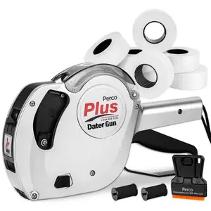 Perco Plus 1-Line Price Marking Gun with Labels Kit - Compares to Monarch 1131-01 Band Includes 1-Line 8-Character Band Price Labeler Gun, 9,000 Blank White Labels, a Label Scraper, and an Extra Inker