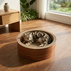 2026 New Cat Scratcher Post & Board, Round Cat Scratching Lounge Bed, Durable Pad Prevents Furniture Damage, 17.32'' x 17.32''x 6.11''