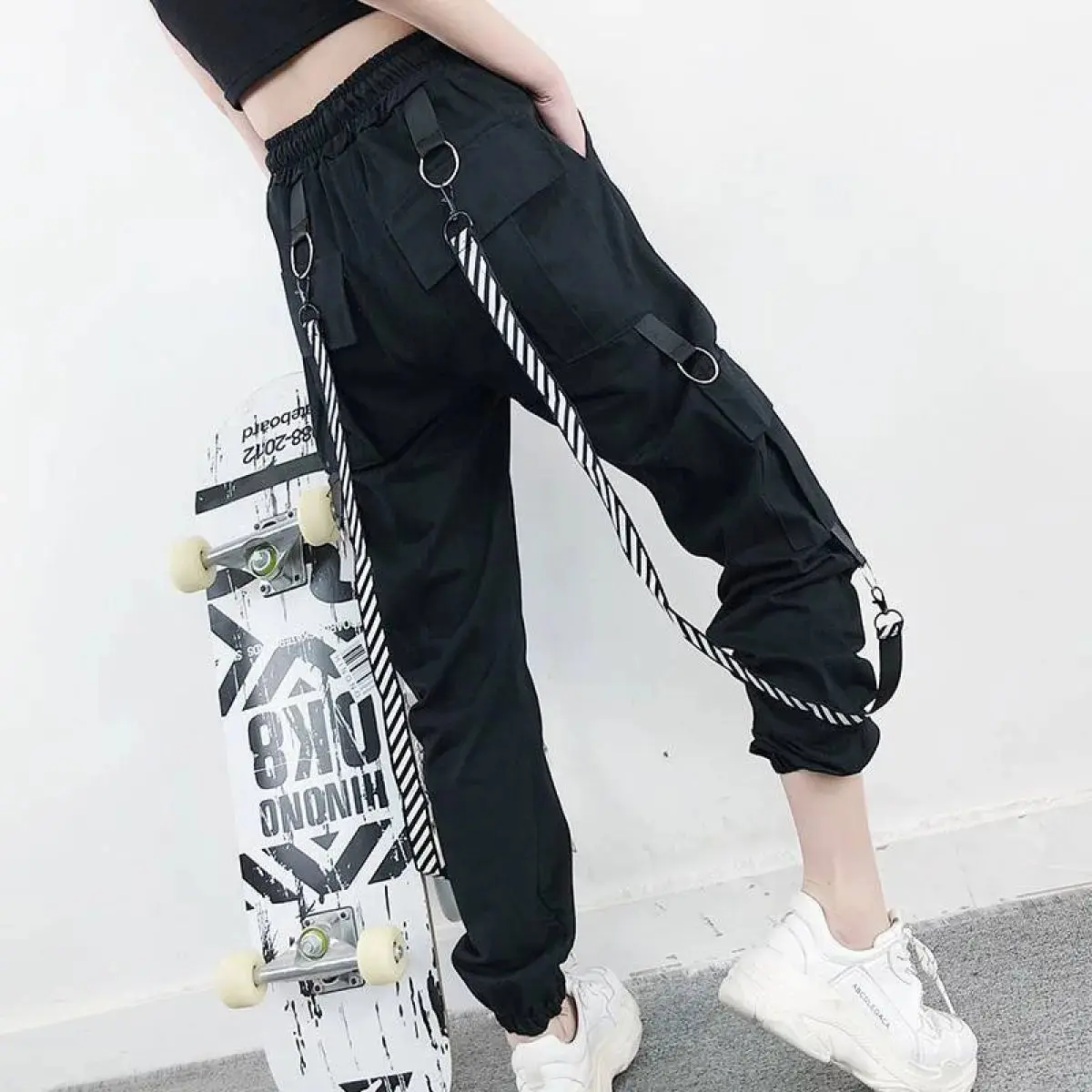 Women's Elastic Fabric Korean Army Cargo Pants - Hip-Flattering Street Style Casual Bottoms