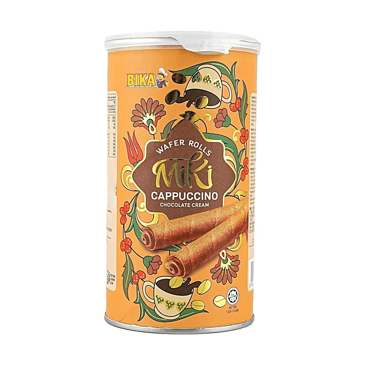 BIKA Cappuccino Cream Wafer Rolls 90g - Crispy Malaysian Snack, Coffee Flavored Sweet Treat