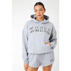 Kaiia Sport Oversized Hoodie Grey Marl & White