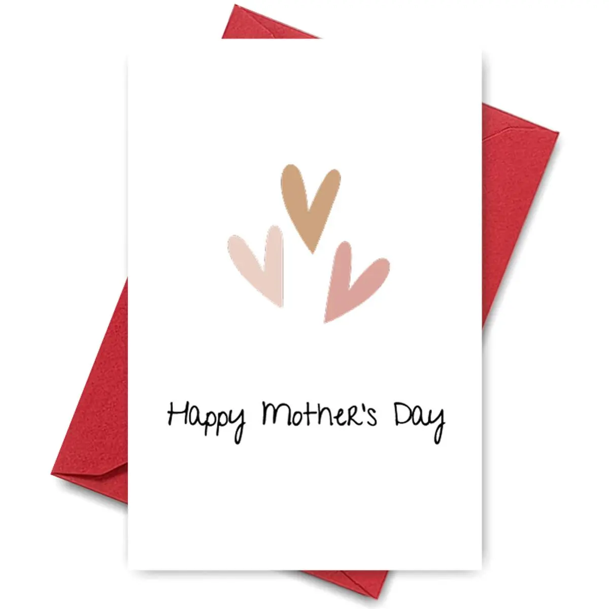 Happy Mother's Day Card, 1 Count Heartfelt Handwritten-style Design Greeting Card with Envelope, Gift for Mom, Grandma, Wife from Daughter or Son