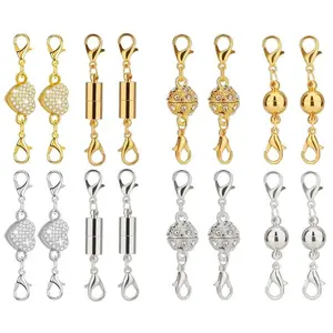 12 Pack Magnetic Necklace Clasps and Closures Necklace Jewelry Extender with Strong Magnet Magnetic Gold and Silver Plating Gift Stainless Steel Charm-MM
