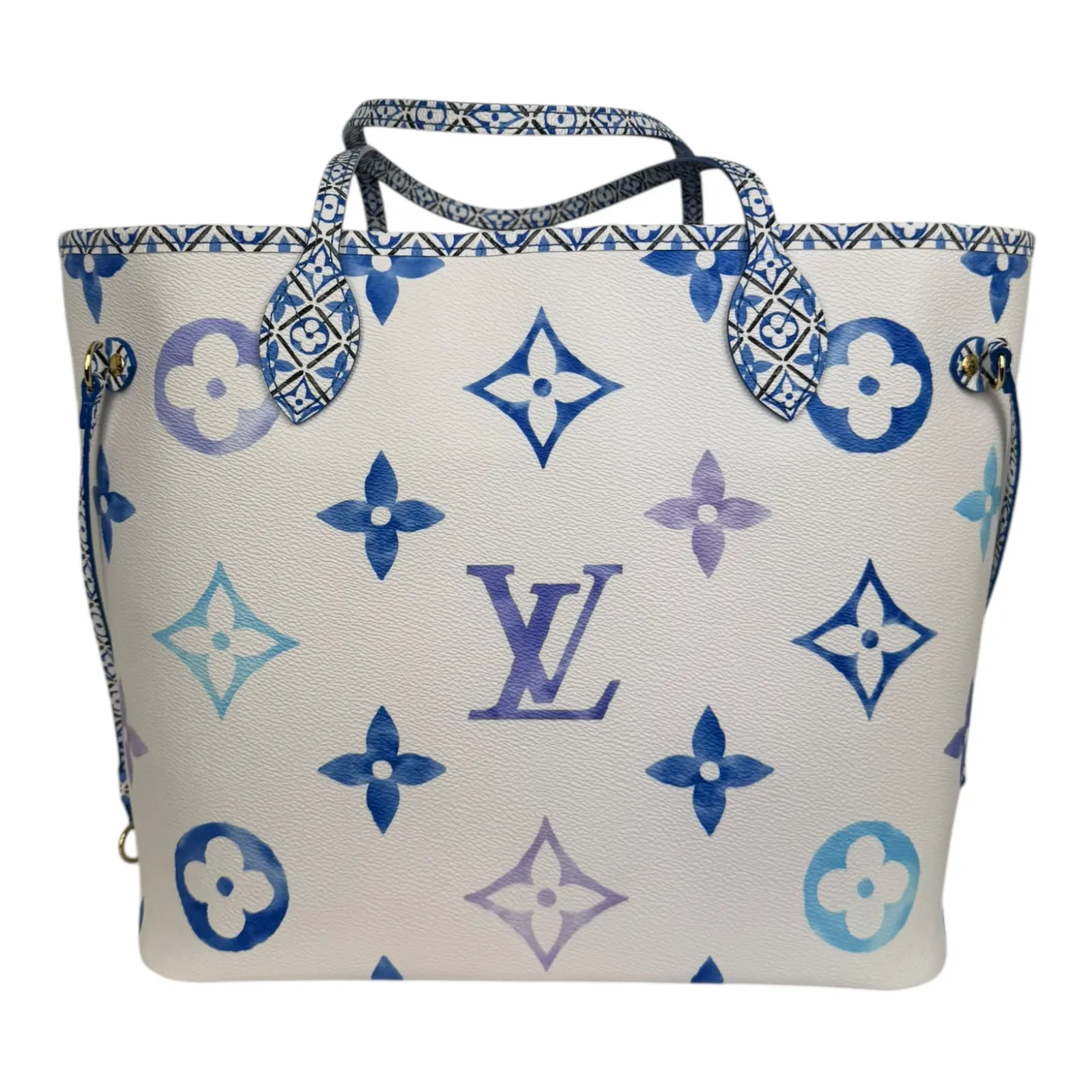 Pre-owned Louis Vuitton Canvas Tote Bags By The Pool Blue Neverfull MM