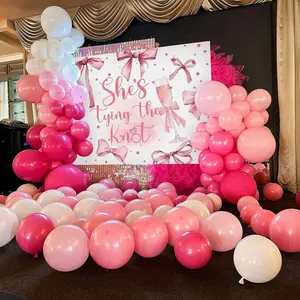 She's Tying The Knot Bridal Shower Decorations Pink Bow Coquette Backdrop Banner Bachelorette Party Decor Pink Tying The Knot Wedding Party Supplies