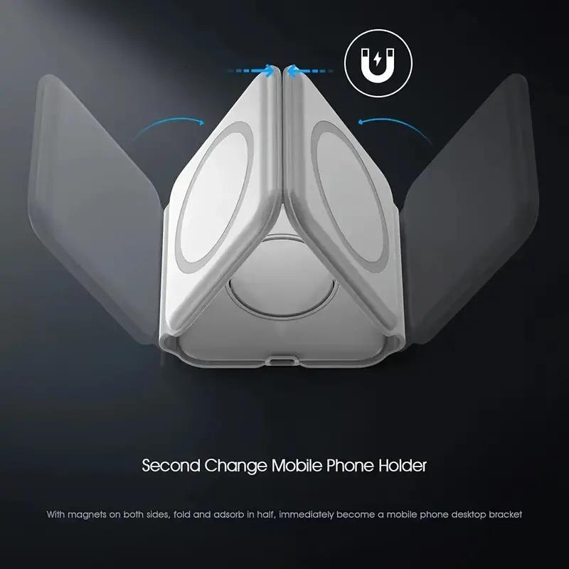 3-In-1 Foldable Wireless Charger For IPhone 12/13/14 Pro Max, For Airpods Pro, For IWatch. Portable Foldable Fast Charging Dock Magnetic Wireless Charger Folding Qi Wireless Charger Stand 15W Android Device