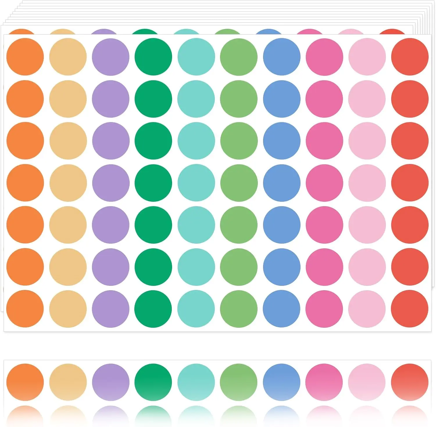 1" Colored Dot Stickers 1050 count Circle Round Stickers Colored Coding Labels (Colorful)