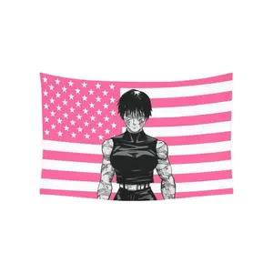 Geto Suguru Anime American Flag Tapestry, JJK Inspired Wall Banner for Garage, Bedroom, Home & Outdoor Decorvalentine's wall decor flags