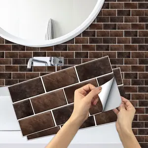12pcs/24pcs/48pcs Retro PVC Self-adhesive Waterproof Wall Stickers, Waterproof Tile Decals for Kitchen, Bathroom, Floor, Tile or Wood, Home Decor, 5.9in x 11.8in #TOP PICKS