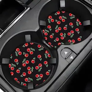 Floral Pattern Car Coaster, Waterproof Car Round Cup Mat, Universal Car Cup Pad, Car Interior Decoration Accessories