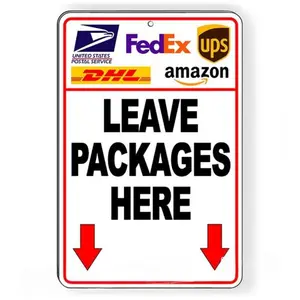Leave Packages Here Sign, Visible Package Drop Off Indicator, Secure Delivery Zone Sign, Home Decor, Wall Art for Living Room, Bedroom, Office, Signage