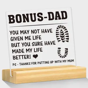 Bonus Dad Gift, Bonus Dad Desktop Acrylic Plaque Sign, Home Decor, Perfect Gift, Birthday, Christmas