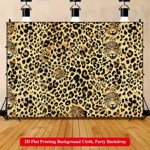 2D Flat Printing Backdrop Banner 1pc, Leopard Print Pattern Design Vibrant Polyester Background Cloth for Family Party, Wedding, Birthday, Christmas, Thanksgiving, Fall, Entryway, Room Decorations, Easy to Set Up, Reusable