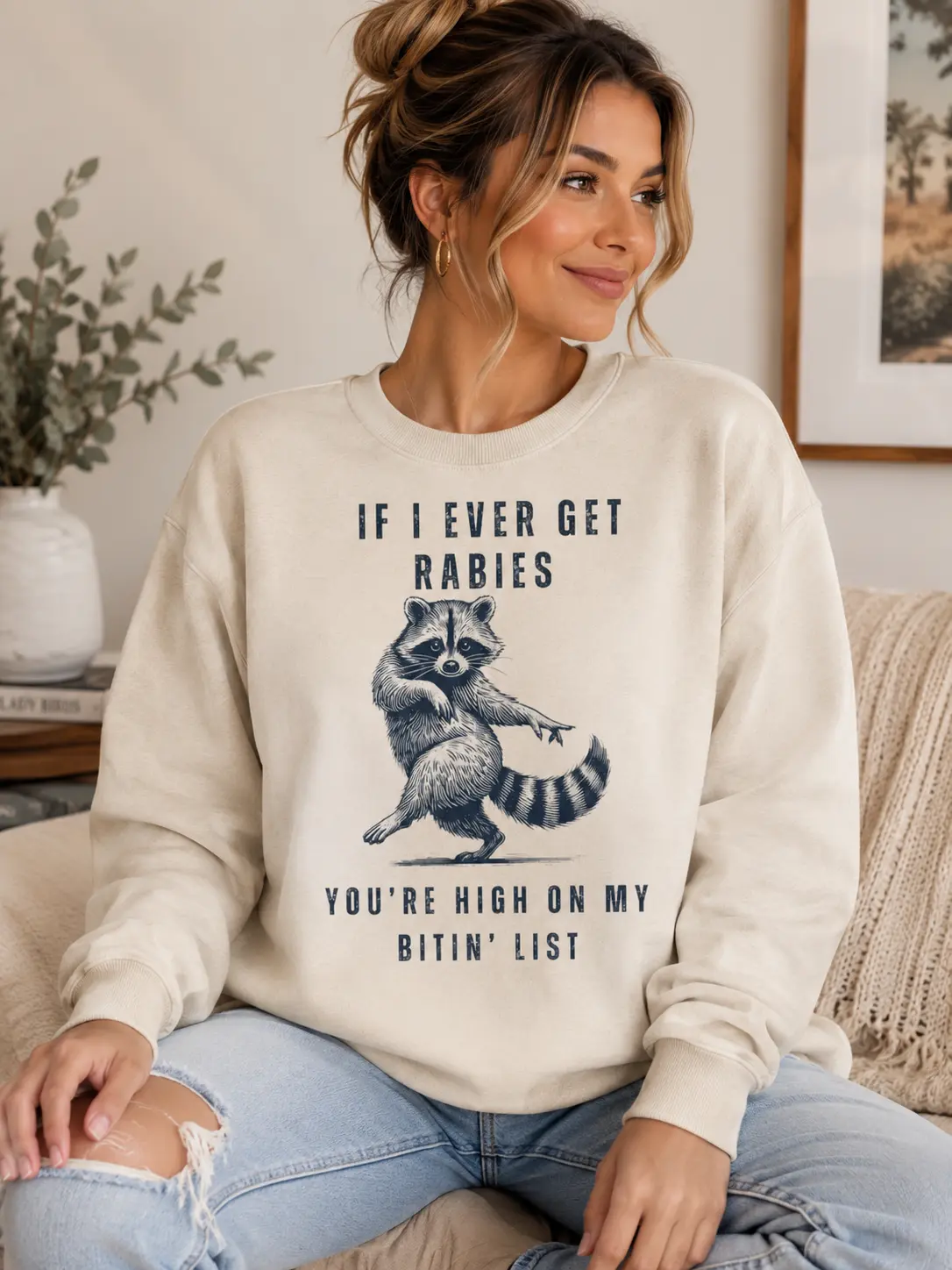 Women's Classic Sport Hoodie - Funny Rabies Bitin' List Unisex Sweatshirt, Sassy Raccoon Meme Print, Comfortable Fabric