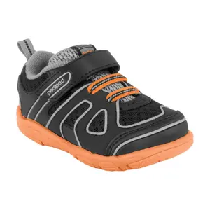 Pediped Jupiter Grip ‘n’ Go | Black/Orange Classic Sneakers, Lightweight & Breathable for Comfort, Approved by American Podiatric Medical Association