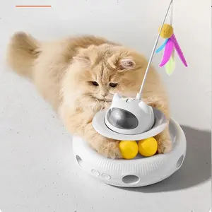 Intelligent Interactive Cat Toy with Feather & Laser Wand, Automatic Spinning Wheel for Indoor Kittens - Engaging Pet Enrichment Product for Exercise & Play