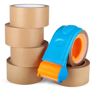 EYYAN  Paper Packin Tape, Hih Strenth Brown Packin Tape for Packin, Shippin, Movin, Sealin and Markin, 6 Rolls  Tape with Dispenser, 2in x 30 yd Total 180 Yards