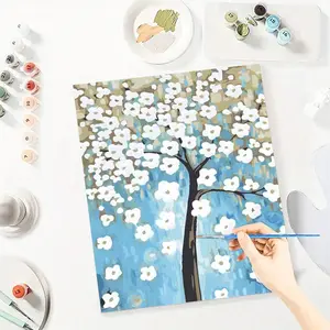 Tree Paint By Number Kits for Adults Beginners, Easy Acrylic Simple Paint By Number Kits, DlY Watercolor Paint By Numbers Kits on Canvas Without Frame for Home Wall Decor Home Decoration 16x20inch