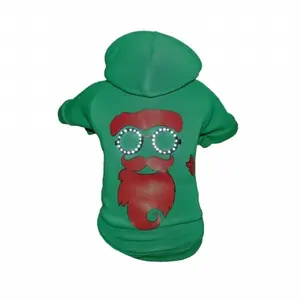212 MAIN Large Green LED Lighting Funny Polyester-Cotton Santa Shades Hooded Hoodie Pet Costume with Pouch, Holiday Dog & Cat Outfits