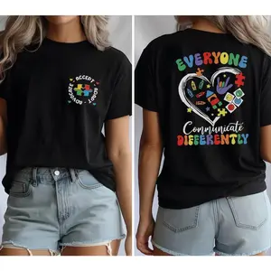 Autism Awareness T-shirt, Everyone Communicates Differently Tee, Support Gift