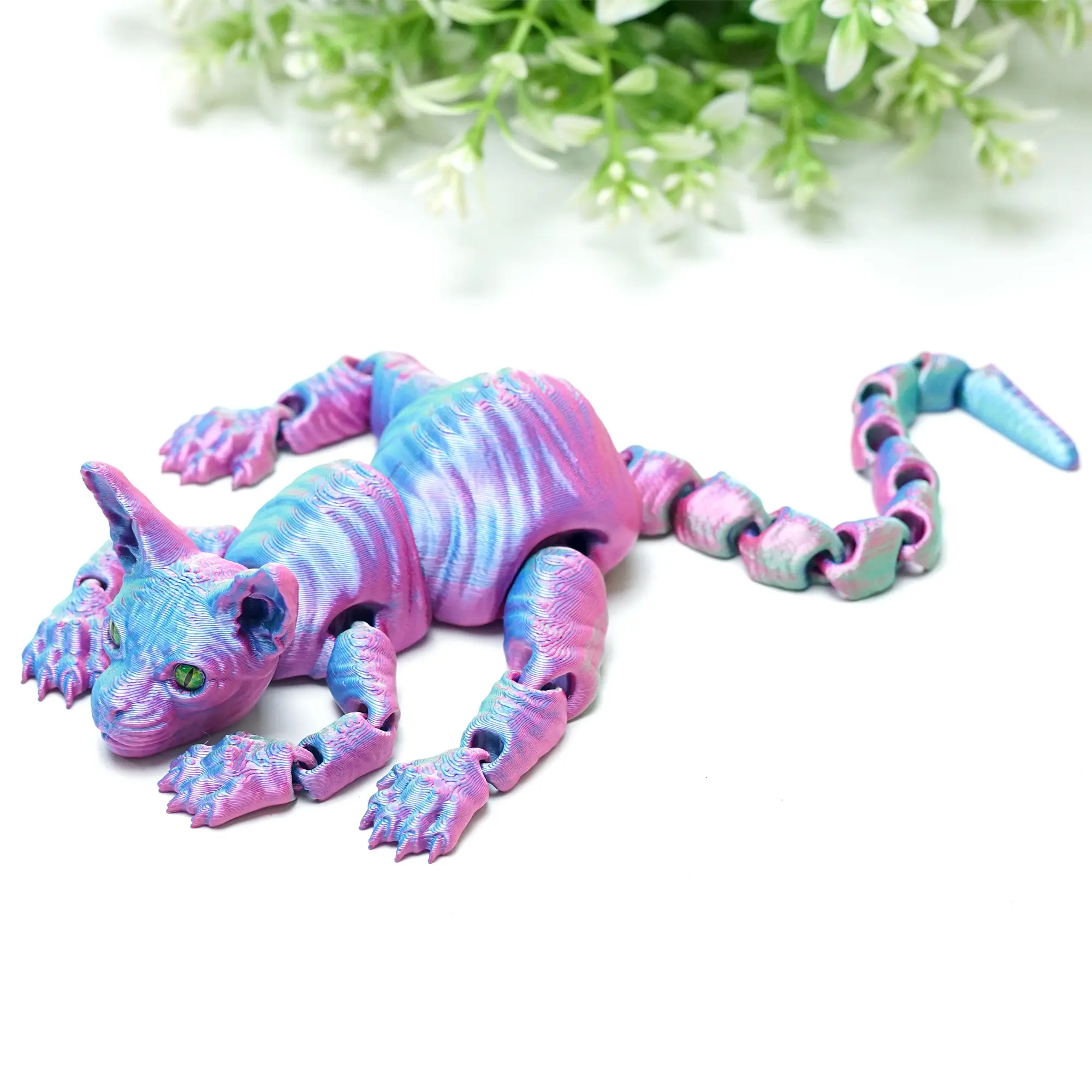 3D printed cat model toys, flexible joint animal doll statues, home and office desk decorations, holiday surprise gifts Ornaments