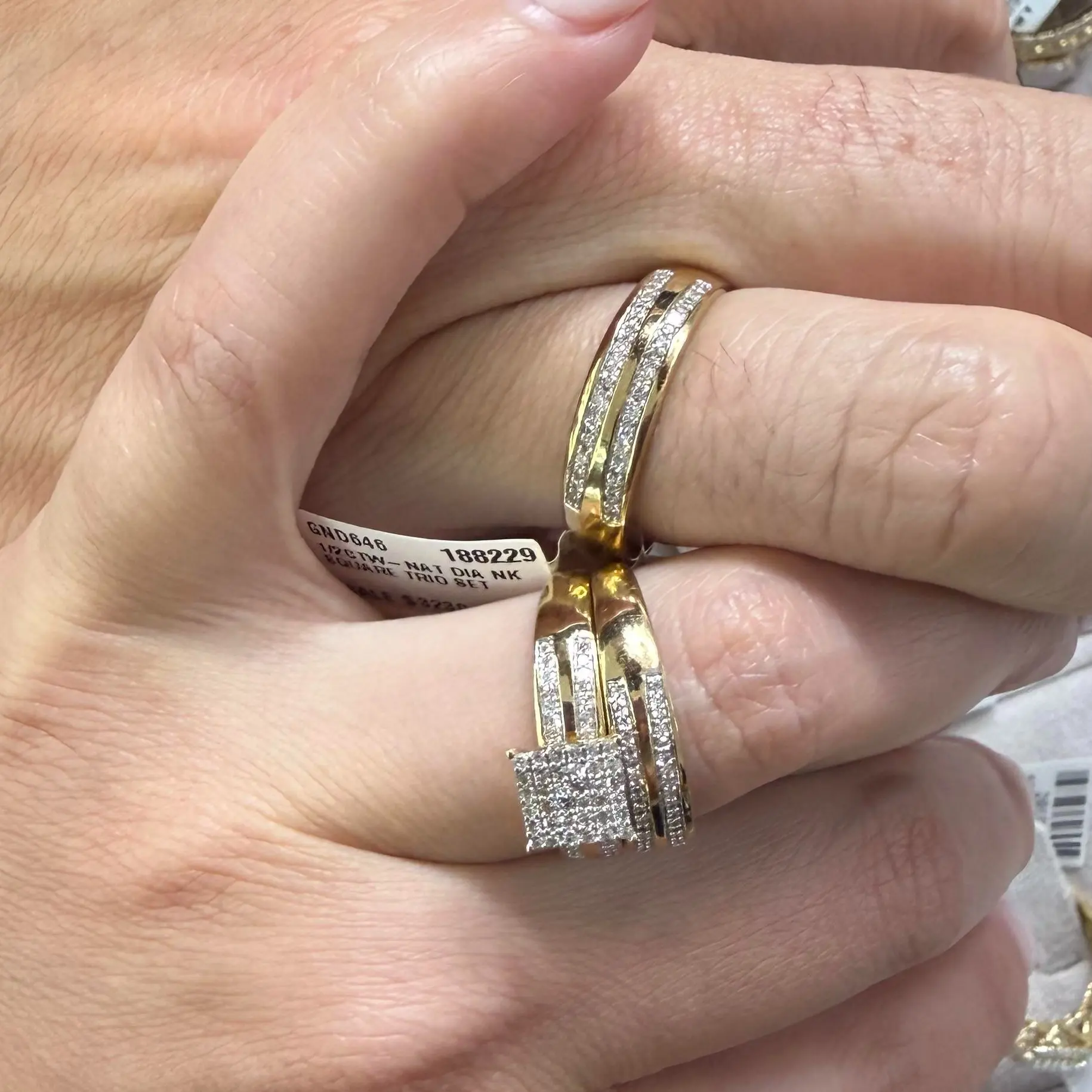 10K Gold DMT Trio Costume Jewelry Ring, Fashion Accessory