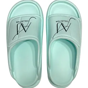 AVJ Collection - Light Blue Slides with COLLECTION Text Design Comfortable & Stylish Shoes #7 us