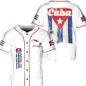 Personalized Cuba Baseball Jersey Shirt, Cuba Flag Jersey, Cuban Jersey for Men and Women, Cuba USA Flag T Shirt K Football Uniform Sportswear Top