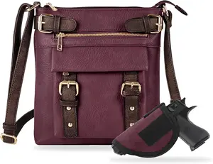 2 Toned Belt Concealed Carry Crossbody Bag with Lock and Key