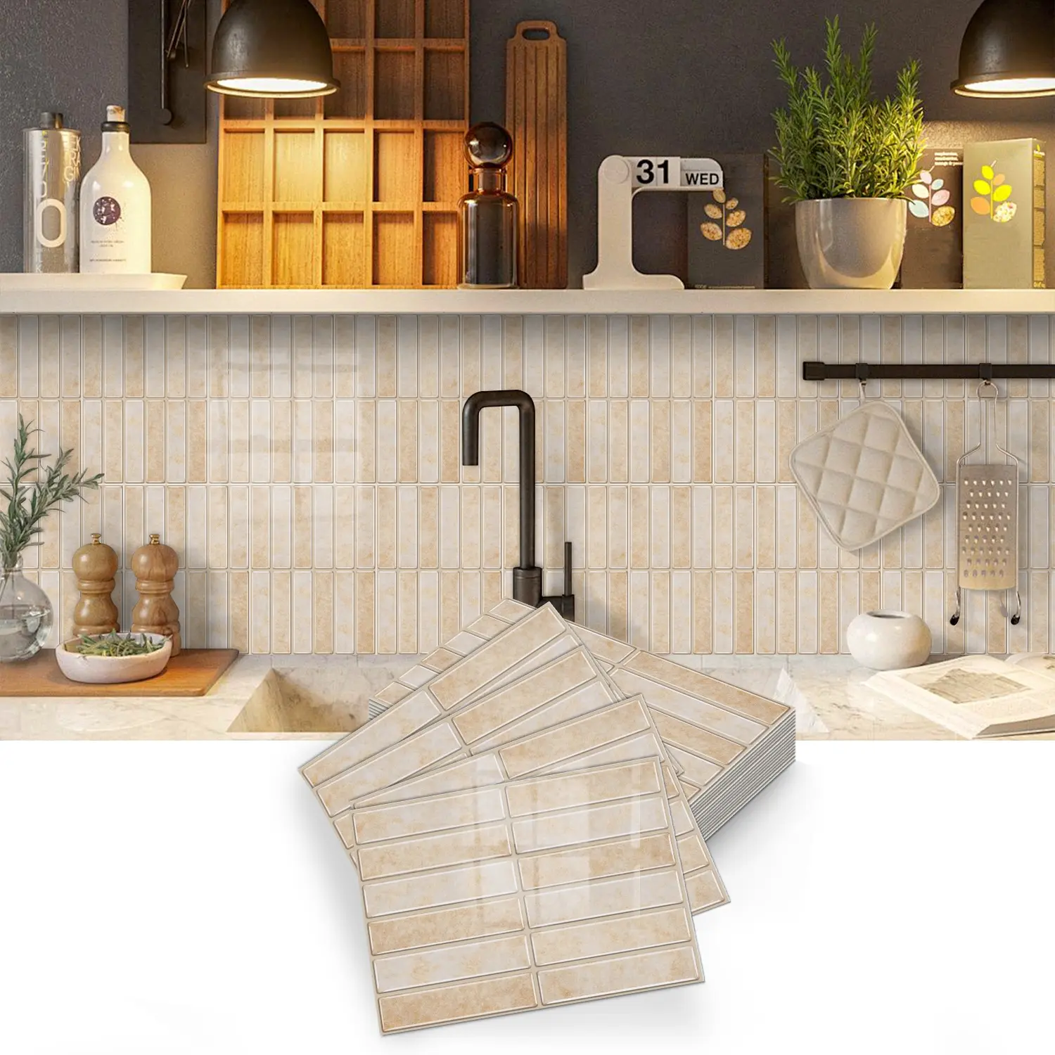 Simple Tile Stickers, Removable Self-Adhesive, Seamless Splicing, Suitable for Kitchen, Bathroom, Living Room Decor, Decorative Stickers, Sticker Tiles, Sticker Packs, Adhesive Decals, Interior Stickers