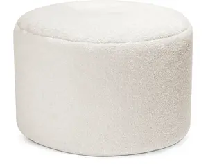 Gouchee Home Bouclé Pouf - Minimal Elegance Off-White Woolly Bean Bag Ottoman with High-Density Polystyrene Beads for Customized Comfort