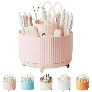 Rotating Desk Organizer, Large Capacity Pen Holder, Makeup Brush Storage Box, Cosmetic Organizer, Desk Organizer for Home Office, Office Stationery & Supplies, Durable Storage Organizer
