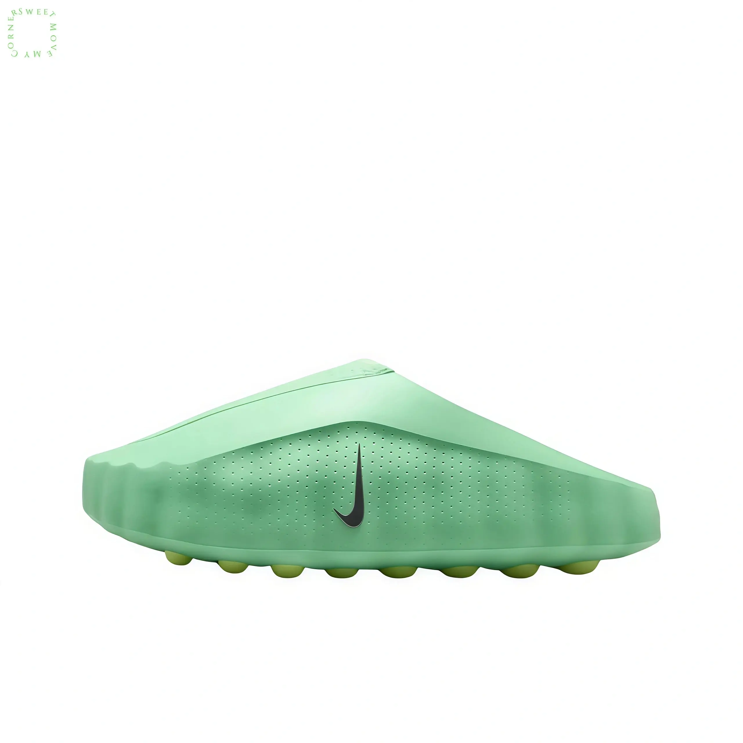 Unisex Mint Green Recovery Slide Sandals|Perforated Breathable EVA Upper|Wave Shaped Cushion Sole With Green Anti-Slip Outsole Nubs|For Post-Training Recovery, Shower & Daily Casual Wear