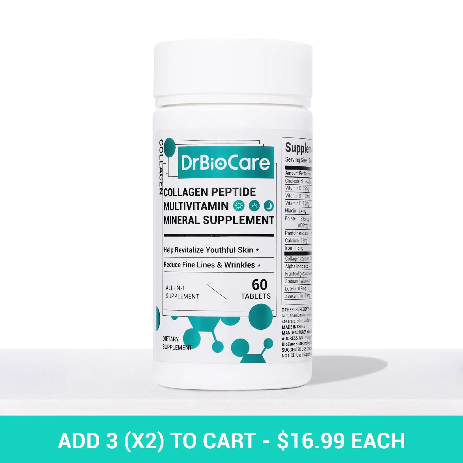 DrBioCare Collagen, Vitamin & Mineral, Contains Vitamin d3, Vitamin C, Probiotic...