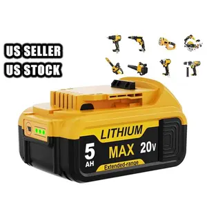 High quality 20V Replacement For DeWalt 20 Volt Max 5.0AH Lithium Battery DCB206 DCB205-2 New